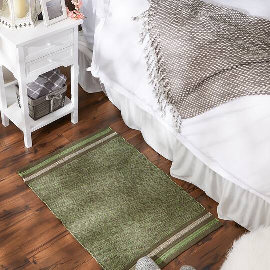 DII® Modern Stripe Variegated Handwoven Recycled Yarn Rug